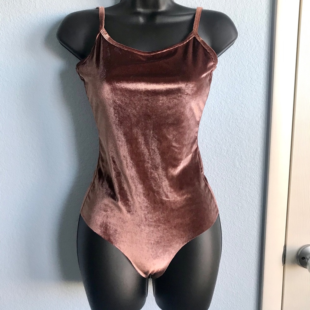 Velvet bodysuit with straps size S, Colour Brown